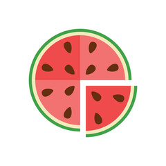 Watermelon icon in flat style. Fresh sweet and healthy fruit vector illustration on isolated background. Summer food sign business concept.