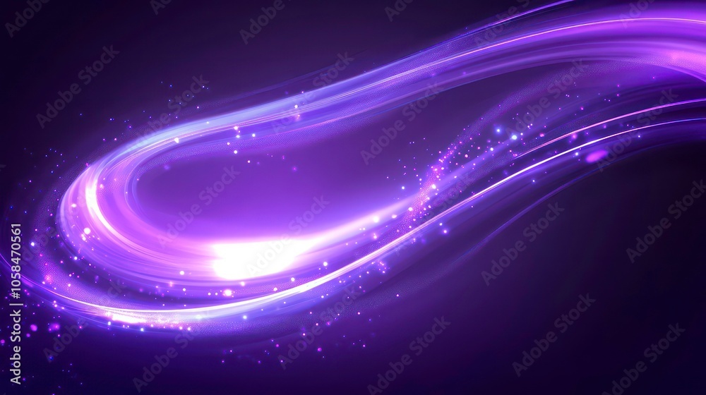 Poster purple glowing background with speed lines and curves, abstract purple business background