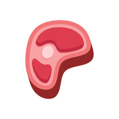 Raw meat icon in flat style. Lamb or beef vector illustration on isolated background. Fried protein meal sign business concept.