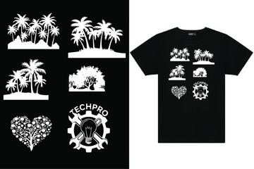 Fototapeta premium Silhouette vector of trees animals deer