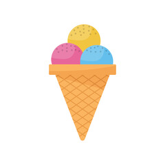 Ice cream icon in flat style. Tasty dessert vector illustration on isolated background. Sweet eating sign business concept.
