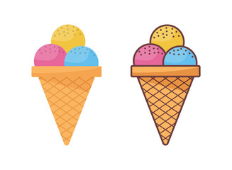 Ice cream icon in flat style. Tasty dessert vector illustration on isolated background. Sweet eating sign business concept.