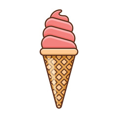 Ice cream icon in flat style. Tasty dessert vector illustration on isolated background. Sweet eating sign business concept.