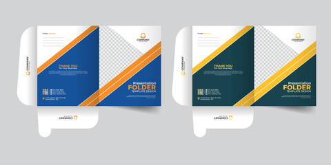 Creative, modern, presentation folder design template, geometric stylish and colorful file folder design real estate File Cases.
