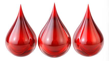 Obraz premium Set of Red Oil drops isolated white background, Clipping path