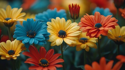 Colorful flowers in bloom with vibrant petals
