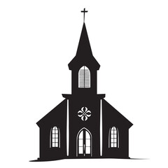 Church silhouette isolated in White background