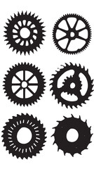 Circular Saw Blade Silhouettes , black silhouettes isolated on white background