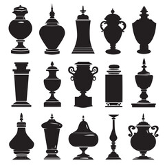 Fototapeta premium Classic Inkwell Silhouette Vectors , black silhouettes isolated on white background