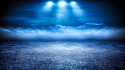 Fototapeta premium Blue Foggy Night Background Abstract Gradient Background with Copy Space