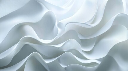 Obraz premium 2410_100.white abstract background with layered waves, 3d rendering in a minimalist style, smooth and flowing lines, soft shadows enhancing the depth, elegant and modern aesthetic with a calming,