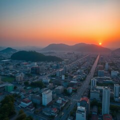 City scenery of zhongshan square in dalian liaoning province china aerial city Ultra realistic Photorealistic aerial photography drone photography 