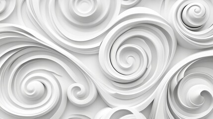 Obraz premium 2410_041.white seamless abstract spirals, intertwined wavy lines, circular forms, smooth 3d textures, monochromatic design, layered geometric curves, minimalistic pattern, elegant flowing shapes,