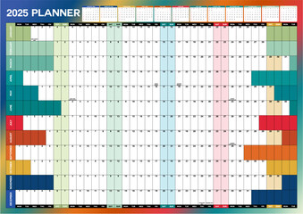A1 Wall Planner 2025 Wall Calendar Large Jan to Dec Yearly Planner Full Year Planning Chart Academic Annual Poster for Student Family School Office Work Study Multi