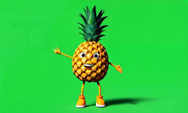 Pineapple cute dance, green screen