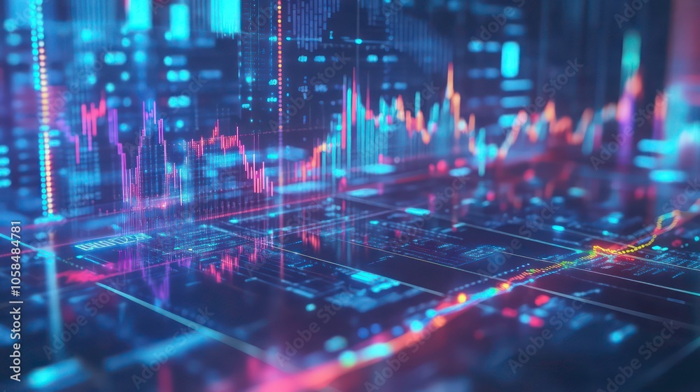 Aufkleber A digital representation of data analytics with graphs and charts.