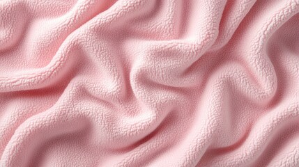 Soft pink fabric with a crinkle texture, this flannel material close-up highlights its unique design and softness, perfect for various creative projects with ample copy space.