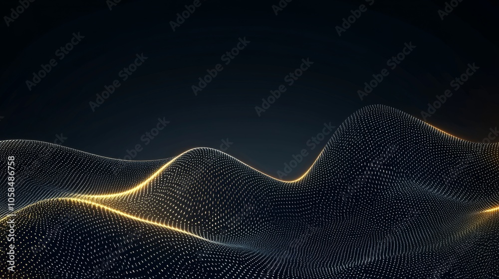 Aufkleber abstract golden wave pattern on dark background