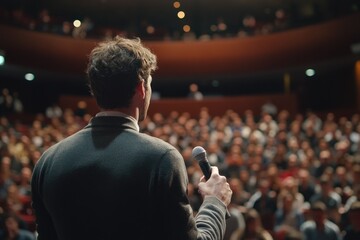 Speaker giving a talk at business conference meeting
