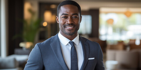 Fototapeta premium Confident African American Manager in Professional Formal Business Attire