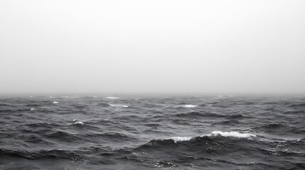 Fototapeta premium Gray Sea with Waves Blank Background with Copy Space for Design Projects