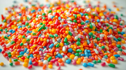 A vibrant and colorful collection of sprinkles, featuring an array of shapes and sizes, creates a delightful and festive backdrop.