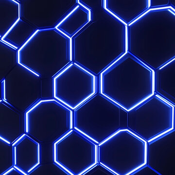 Leuchtendes Hexagonal-Muster auf dunklem Hintergrund

