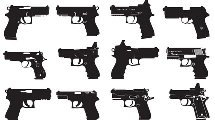 Collection of handguns silhouette set