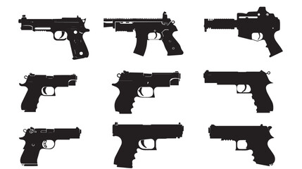 Collection of handguns silhouette set