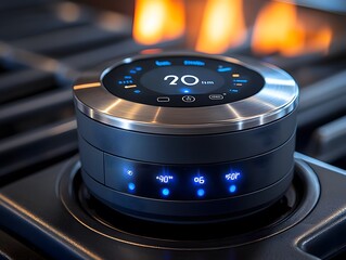 A modern cooking device displaying temperature settings on a stovetop.