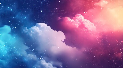 A futuristic digital landscape featuring cloud computing and data flow.