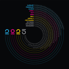 Colorful Circular 2025 Calendar creative design