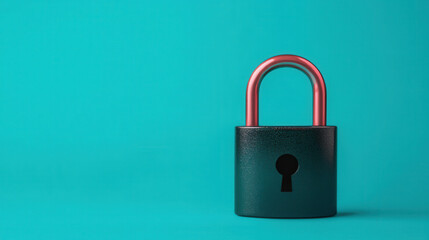 Fototapeta premium secure padlock on vibrant turquoise background, symbolizing safety and protection