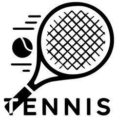 with a clean-lined tennis racket and ball icon