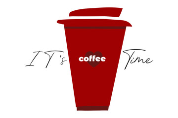 Coffee to go cup. Vector illustration of take away cup isolated on white background