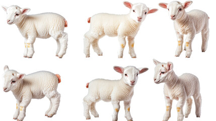 Naklejka premium Cute White Lambs on a Transparent Background Generative AI