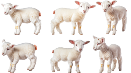 Cute White Lambs on a Transparent Background Generative AI