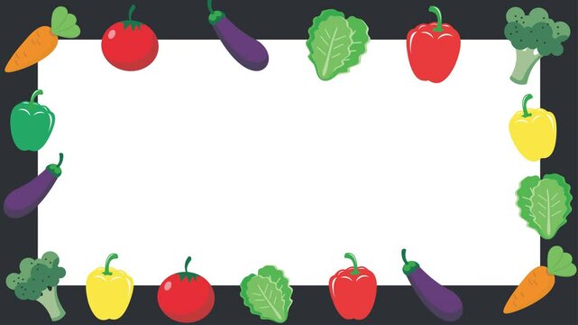 animated frames of various fresh vegetables, background templates, alpha channel settings