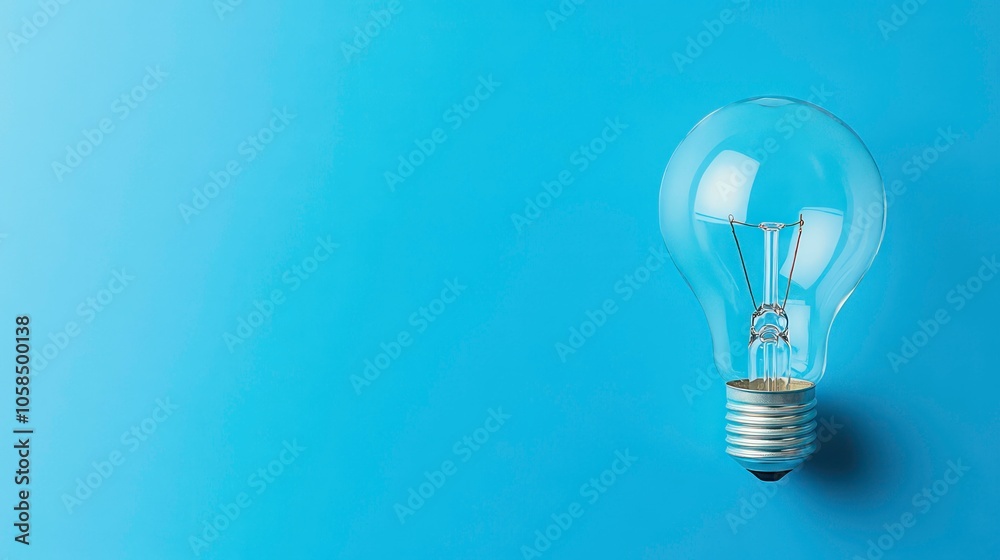 Poster The light bulb is on a blue horizontal background with space for individual text.