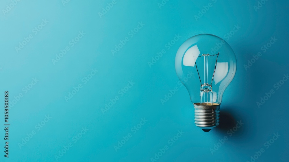 Poster The light bulb is on a blue horizontal background with space for individual text.