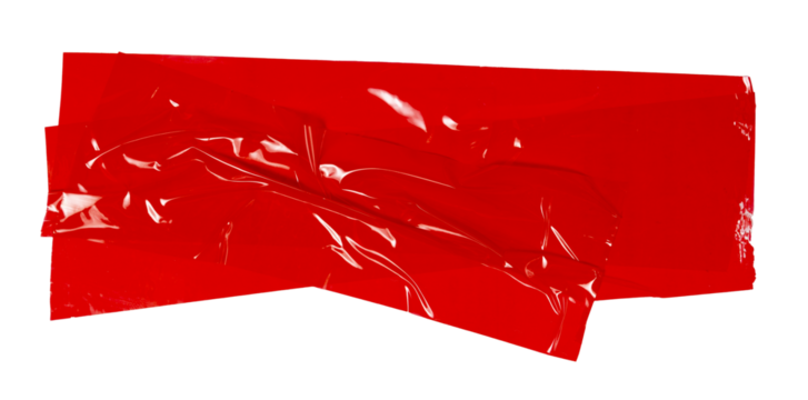 Isolated torn off red tape stripes with copy space on white background