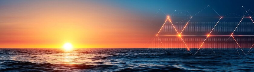 Wealth goals shown on a digital timeline with a sunrise over the ocean, reflecting the potential of forward-focused financial planning