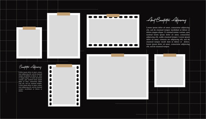 Pictures or photos frame collage, page grid layout abstract photo frames and digital photo wall template