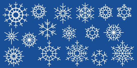Set of snowflakes, vector illustration, winter background	