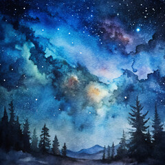 Naklejka premium night sky with stars. space, star, night, sky, galaxy, nebula, stars, light, blue, abstract, astronomy, universe, planet, dark, moon, fantasy, black, cosmos, science, bright, clouds, outer, cloud, nat