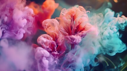 Abstract Smoke Flowers Smooth Blue Background with Copy Space for Advertisements