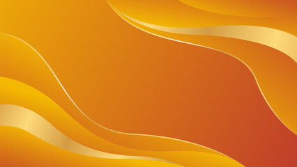 Abstract orange luxury background with gold lines. Elegant wave modern wallpaper. Template banner background for sales, ads, events, awards, web, pages, and others