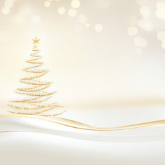 beautiful abstract Christmas tree with golden accents and soft background, evoking warm holiday spirit. Perfect for festive designs and seasonal themes