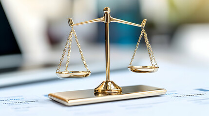 Golden Scales of Justice on Financial Documents