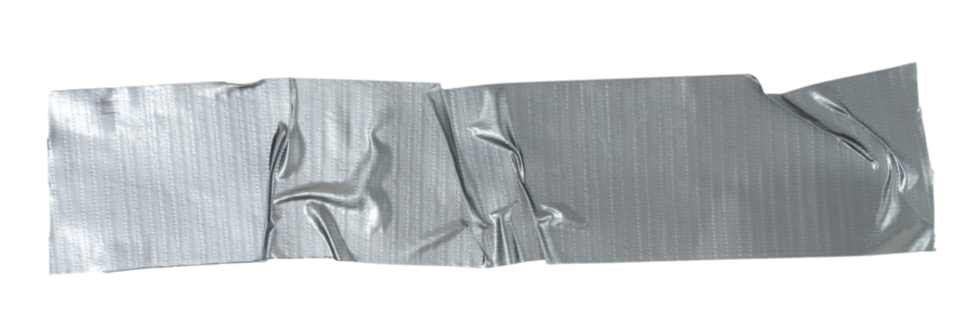 Isolated torn strip of repair tape with copy space on white background